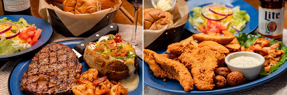 Ribeye & Shrimp plus Salmon & Shrimp